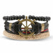 Vintage Black Bead Bracelets Men Fashion Multilayer Leather Bracelet