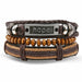 Vintage Black Bead Bracelets Men Fashion Multilayer Leather Bracelet