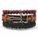 Vintage Black Bead Bracelets Men Fashion Multilayer Leather Bracelet