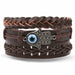 Vintage Black Bead Bracelets Men Fashion Multilayer Leather Bracelet