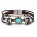 Vintage Black Bead Bracelets Men Fashion Multilayer Leather Bracelet