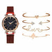 Luxury Starry Sky Dial Watches Women Crystal Bracelet Wrist Watch 5 PCS Set