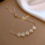 Korean Design Women Fashion Jewelry High-End Luxury Flower Zircon Adjustable Bracelet