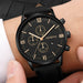Men's Watch Fashion Sporty Stainless Steel Case Leather Strap Business Wristwatch