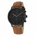 Men's Watch Fashion Sporty Stainless Steel Case Leather Strap Business Wristwatch