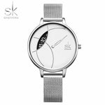 Creative Lady Casual Watches Stainless Steel Mesh Band Stylish Wrist Watch For Women
