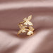 High-Grade Copper Inlaid Zircon Butterfly Ring Luxury Shiny Women Cocktail Ring