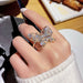 High-Grade Copper Inlaid Zircon Butterfly Ring Luxury Shiny Women Cocktail Ring