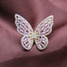 High-Grade Copper Inlaid Zircon Butterfly Ring Luxury Shiny Women Cocktail Ring
