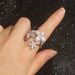 High-Grade Copper Inlaid Zircon Butterfly Ring Luxury Shiny Women Cocktail Ring