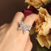 High-Grade Copper Inlaid Zircon Butterfly Ring Luxury Shiny Women Cocktail Ring