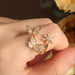 High-Grade Copper Inlaid Zircon Butterfly Ring Luxury Shiny Women Cocktail Ring