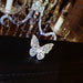 High-Grade Copper Inlaid Zircon Butterfly Ring Luxury Shiny Women Cocktail Ring