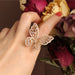 High-Grade Copper Inlaid Zircon Butterfly Ring Luxury Shiny Women Cocktail Ring