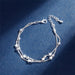 925 Sterling Silver Double Layers Stars Beads Bracelets Elegant Women Jewelry