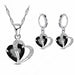 Luxury Women 925 Sterling Silver Cubic Zircon Heart Necklace Pendant Earrings Sets
