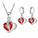 Luxury Women 925 Sterling Silver Cubic Zircon Heart Necklace Pendant Earrings Sets