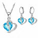 Luxury Women 925 Sterling Silver Cubic Zircon Heart Necklace Pendant Earrings Sets