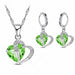 Luxury Women 925 Sterling Silver Cubic Zircon Heart Necklace Pendant Earrings Sets