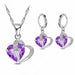 Luxury Women 925 Sterling Silver Cubic Zircon Heart Necklace Pendant Earrings Sets