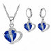 Luxury Women 925 Sterling Silver Cubic Zircon Heart Necklace Pendant Earrings Sets