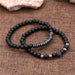 3Pc/Sets Matte Beads Stone Charm Bracelets Men Women Vintage Jewelry