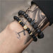 3Pc/Sets Matte Beads Stone Charm Bracelets Men Women Vintage Jewelry