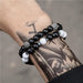 3Pc/Sets Matte Beads Stone Charm Bracelets Men Women Vintage Jewelry