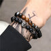 3Pc/Sets Matte Beads Stone Charm Bracelets Men Women Vintage Jewelry