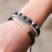 3Pc/Sets Matte Beads Stone Charm Bracelets Men Women Vintage Jewelry