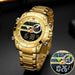 Men Sports Wrist Watch Gold Waterproof Dual Display Male Clock Watches