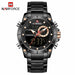 Men Sports Wrist Watch Gold Waterproof Dual Display Male Clock Watches
