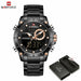 Men Sports Wrist Watch Gold Waterproof Dual Display Male Clock Watches