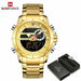 Men Sports Wrist Watch Gold Waterproof Dual Display Male Clock Watches