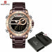 Men Sports Wrist Watch Gold Waterproof Dual Display Male Clock Watches