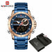 Men Sports Wrist Watch Gold Waterproof Dual Display Male Clock Watches