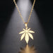 Stainless Steel Necklace Women Maple Leaf Choker Pendant Necklace Jewelry