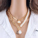 Fashion 2 Layers Pearls Geometric Pendants Necklaces Women Designer Gold Jewelry
