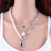 Fashion 2 Layers Pearls Geometric Pendants Necklaces Women Designer Gold Jewelry