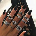 9pcs/set Boho Midi Finger Rings Set Women Punk Sliver Knuckle Rings Jewelry