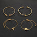 4pcs/Set Fashion Bohemia Leaf Knot Link Chain Charm Bracelet Bangles Women Gold Jewelry