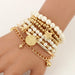 6pcs/set Fashion Gold Color Beads Pearl Star Multilayer Beaded Bracelets Set