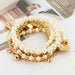 6pcs/set Fashion Gold Color Beads Pearl Star Multilayer Beaded Bracelets Set