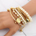 6pcs/set Fashion Gold Color Beads Pearl Star Multilayer Beaded Bracelets Set