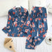 Long Sleeve Pajamas Silk Long Sleeve Printed Fashion Sleepwear Pajamas Set