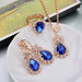 Rhinestone Crystal Jewelry Set Earrings Ring Pendant Necklace Wedding Jewelry Set