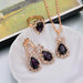 Rhinestone Crystal Jewelry Set Earrings Ring Pendant Necklace Wedding Jewelry Set