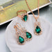 Rhinestone Crystal Jewelry Set Earrings Ring Pendant Necklace Wedding Jewelry Set