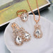 Rhinestone Crystal Jewelry Set Earrings Ring Pendant Necklace Wedding Jewelry Set