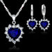 Sterling Silver Jewelry Set Women Heart CZ Stone Pendants Necklaces Earrings Set